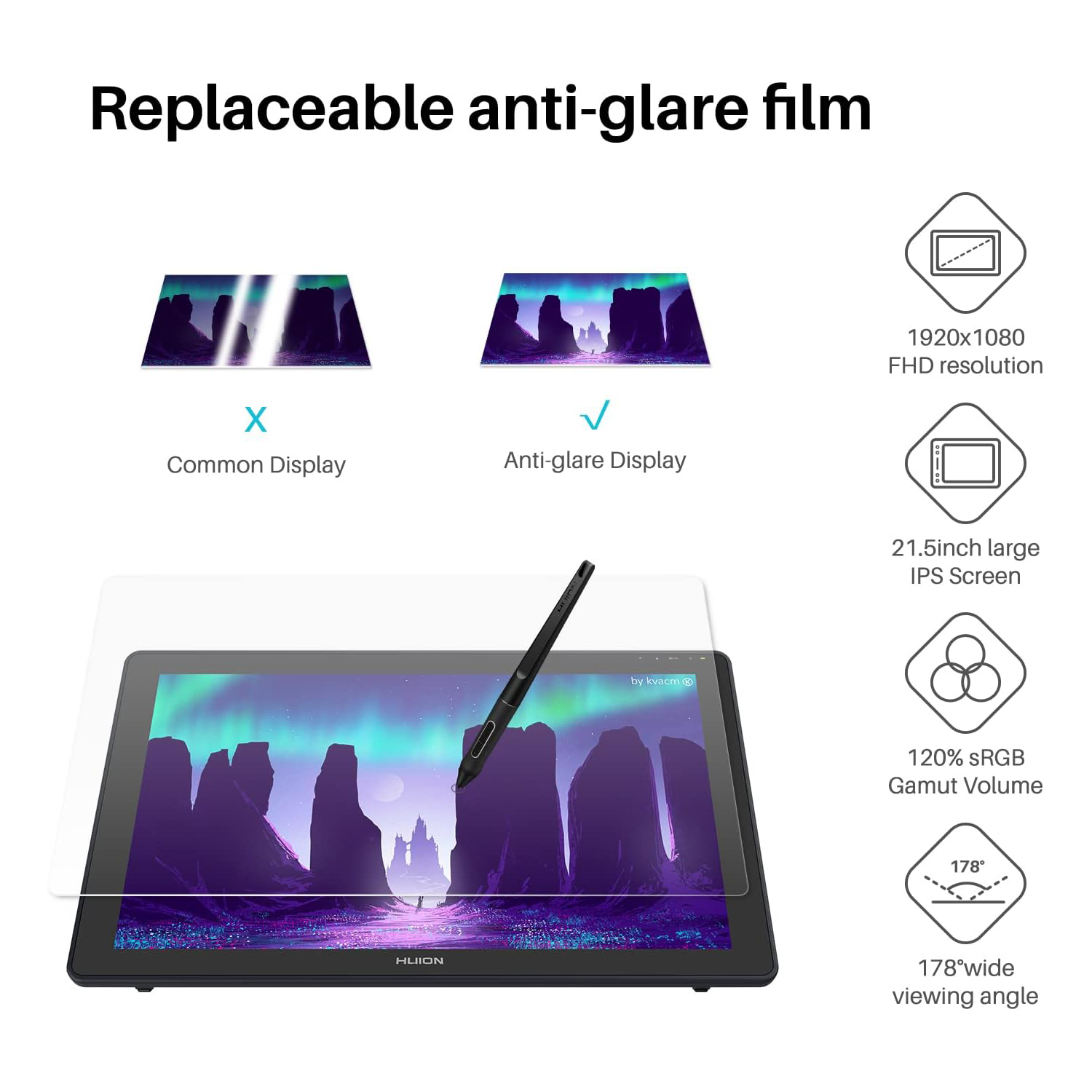 Huion Kamvas 22 Graphic Tablet - Huion Tablet Accessories 评论和价格